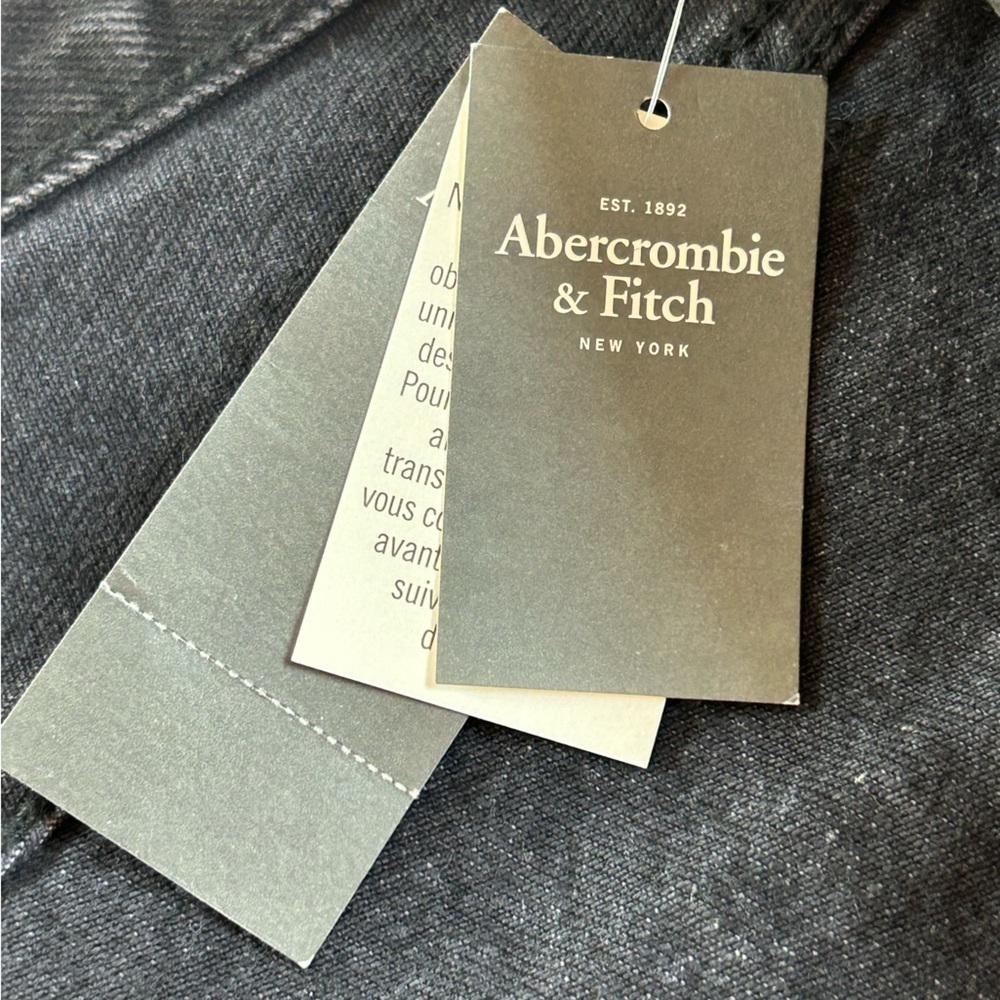 Abercrombie & Fitch grunge steampunk raw hem black denim full zip skirt NWT 24 - Picture 11 of 11